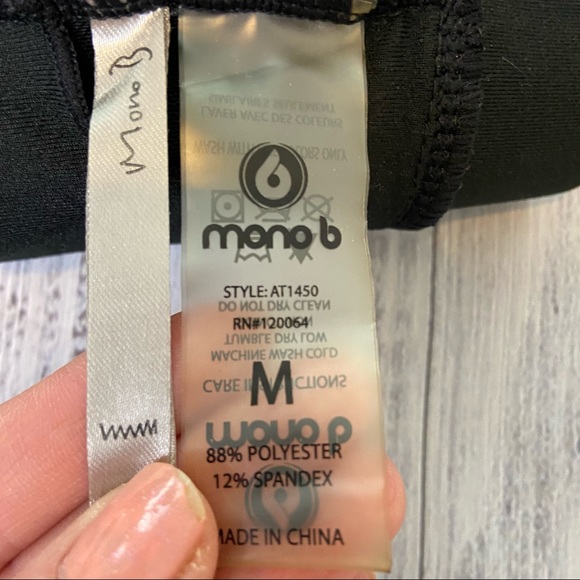 Mono B High Neck Strappy Sports Bra. Size Medium. - Picture 2 of 7